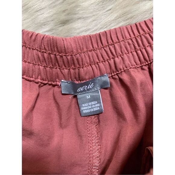 Aerie Lace Up Distressed Frayed Beach Shorts Mauve Medium - Picture 4 of 8